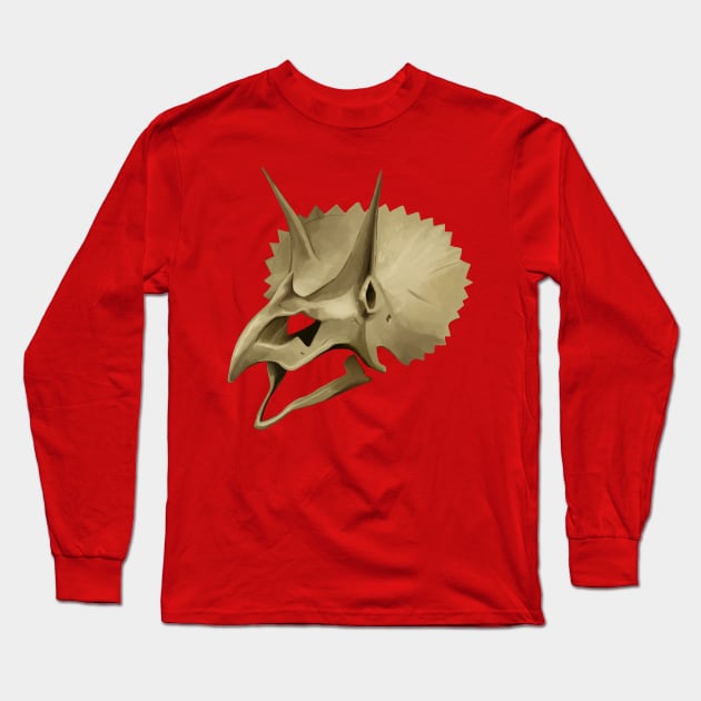 Triceratops Skull Long Sleeve T-Shirt by Ashdoun